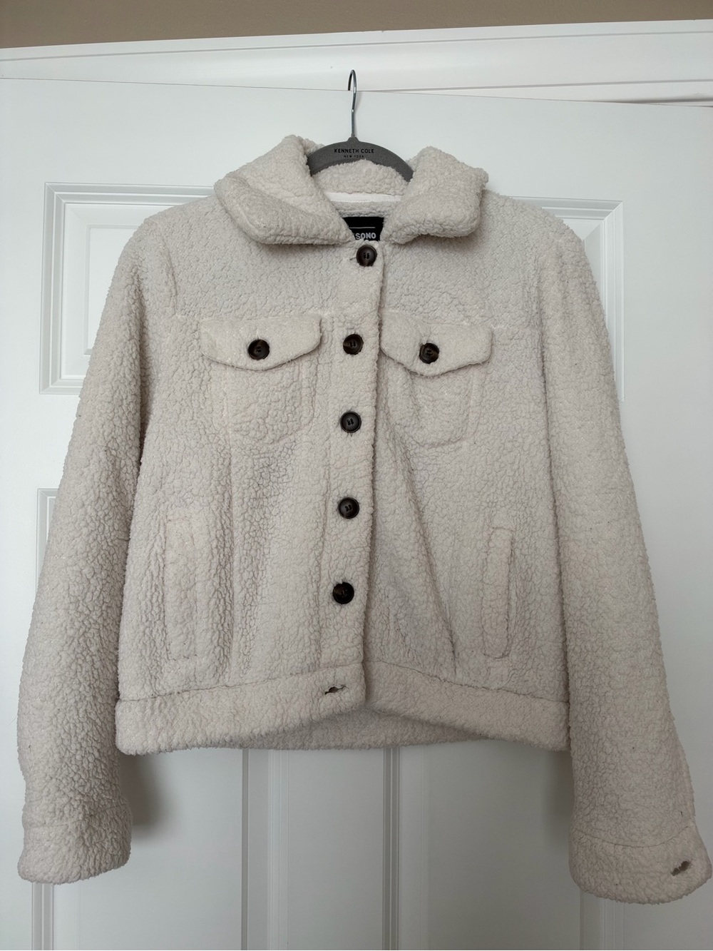 Ci Sono Cream Teddy Sherpa Button Jacket